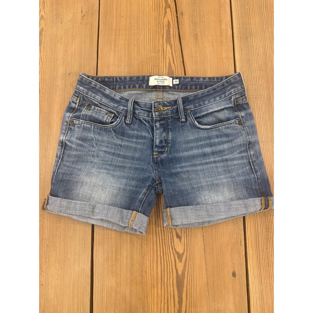 Abercrombie & Fitch Denim Shorts Women's Size 00 Cuffed Blue‎ Wash